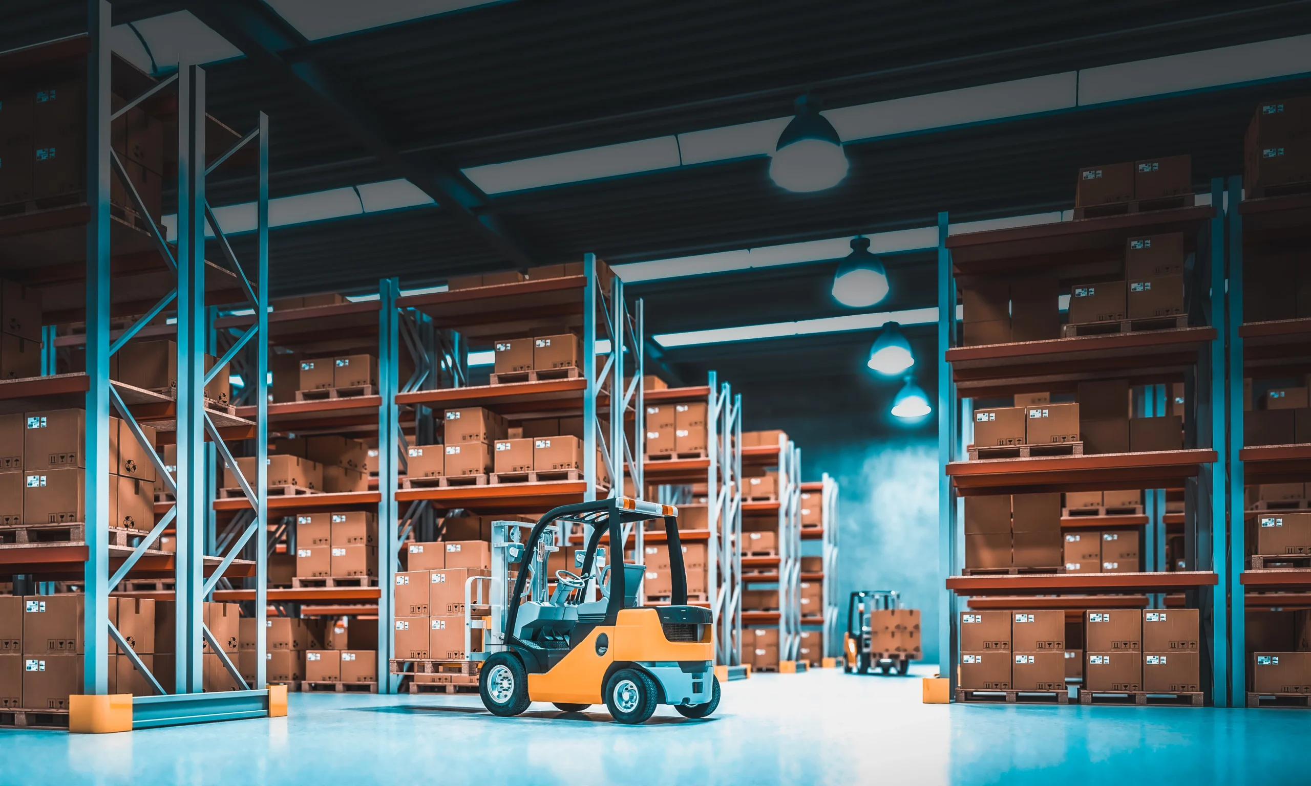 Manufacturing and distribution warehouse team using digital systems